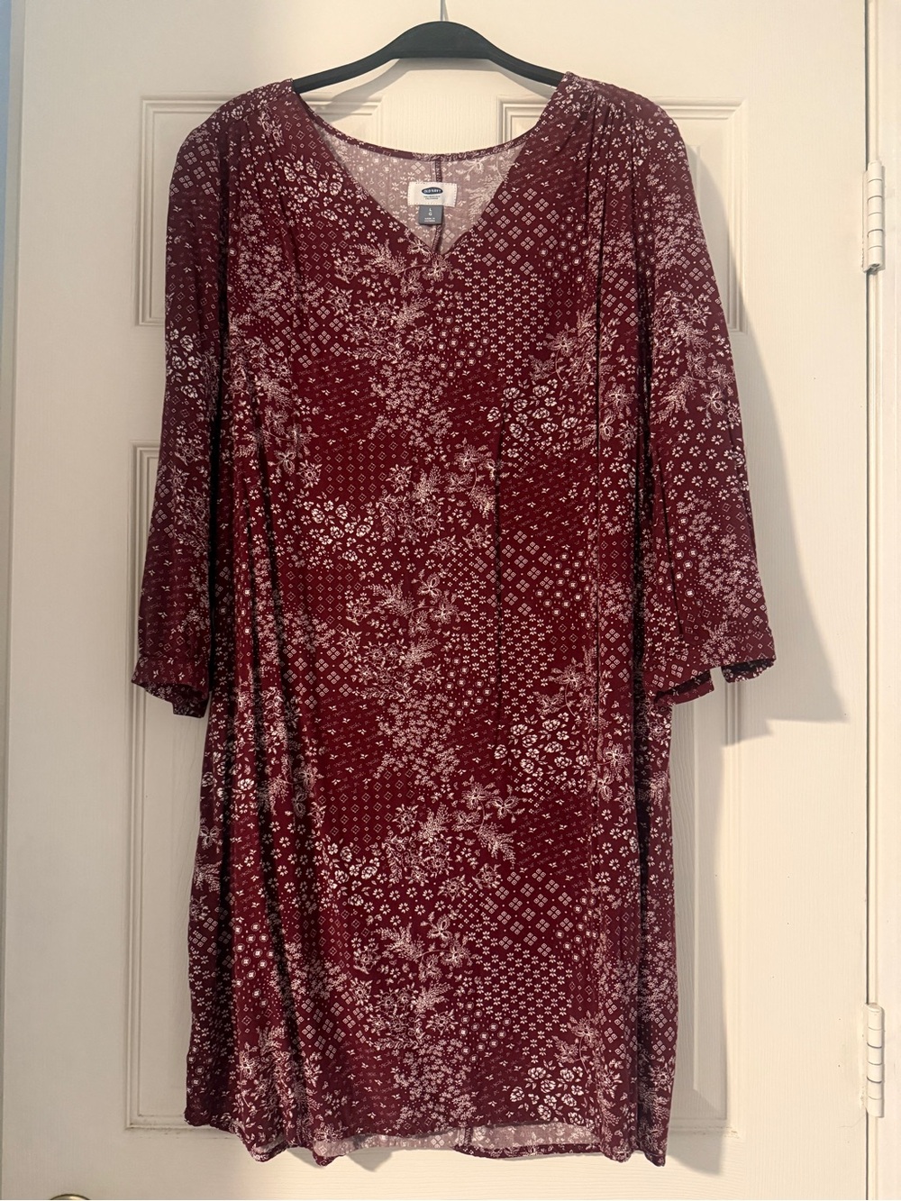 Old Navy Burgundy Floral Print Midi Dress